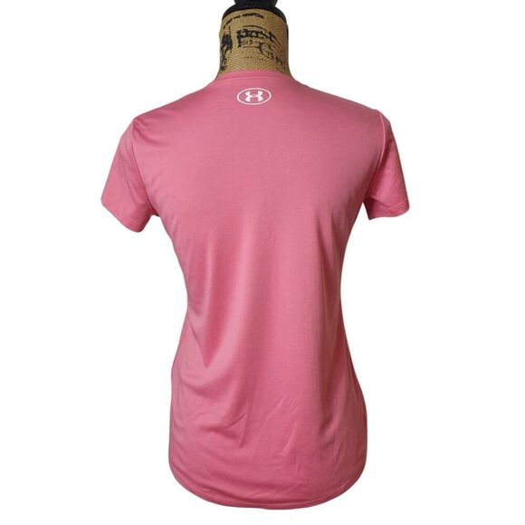 Under Armour Girls UA T-Shirt YXL Pink HeatGear Loose Fit Performance Top - Picture 3 of 6